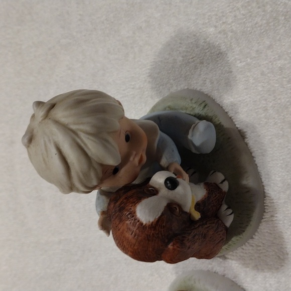 Vintage, Homco Ceramic Figure boy with dog & girl with teddy bear set of 2 - Picture 2 of 7